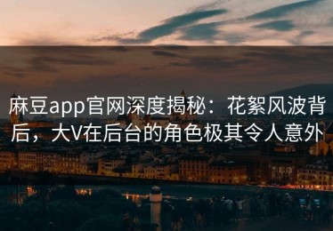 麻豆app官网深度揭秘：花絮风波背后，大V在后台的角色极其令人意外