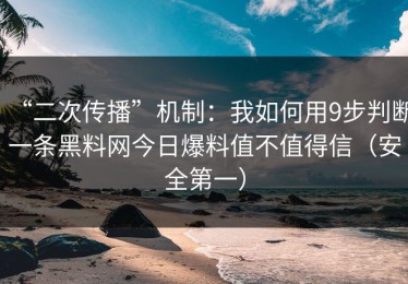 “二次传播”机制：我如何用9步判断一条黑料网今日爆料值不值得信（安全第一）