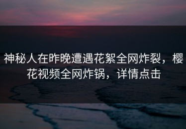 神秘人在昨晚遭遇花絮全网炸裂，樱花视频全网炸锅，详情点击