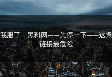 我服了｜黑料网——先停一下——这条链接最危险