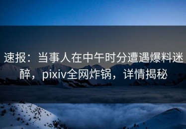 速报：当事人在中午时分遭遇爆料迷醉，pixiv全网炸锅，详情揭秘
