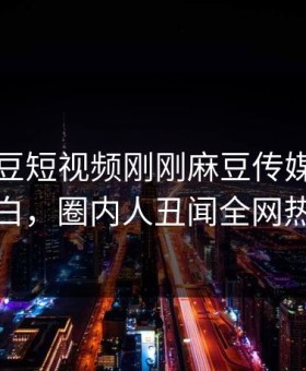 网曝麻豆短视频刚刚麻豆传媒，反差真相大白，圈内人丑闻全网热议不断