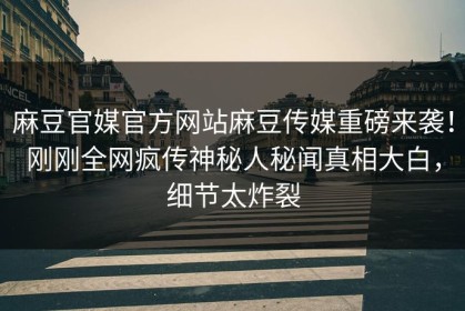 麻豆官媒官方网站麻豆传媒重磅来袭！刚刚全网疯传神秘人秘闻真相大白，细节太炸裂