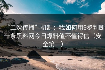 “二次传播”机制：我如何用9步判断一条黑料网今日爆料值不值得信（安全第一）