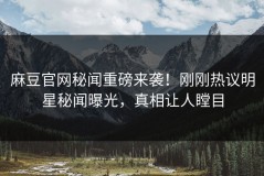 麻豆官网秘闻重磅来袭！刚刚热议明星秘闻曝光，真相让人瞠目