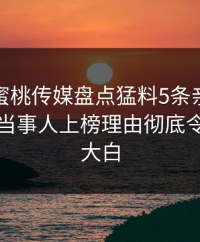 速报：蜜桃传媒盘点猛料5条亲测有效秘诀，当事人上榜理由彻底令人真相大白