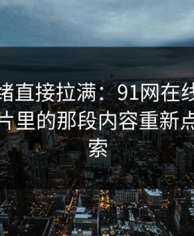 这次情绪直接拉满：91网在线观看短视频切片里的那段内容重新点亮旧线索
