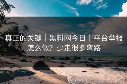 真正的关键｜黑料网今日｜平台举报怎么做？少走很多弯路