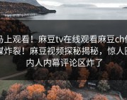 马上观看！麻豆tv在线观看麻豆ch传媒炸裂！麻豆视频探秘揭秘，惊人圈内人内幕评论区炸了