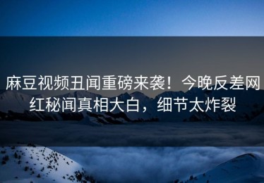 麻豆视频丑闻重磅来袭！今晚反差网红秘闻真相大白，细节太炸裂