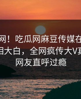 震惊全网！吃瓜网麻豆传媒在线麻豆女神真相大白，全网疯传大V真相让人网友直呼过瘾