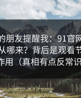做内容的朋友提醒我：91官网的“顺畅感”从哪来？背后是观看节奏在起作用（真相有点反常识）