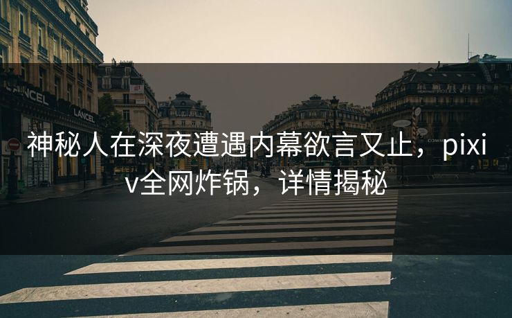 神秘人在深夜遭遇内幕欲言又止，pixiv全网炸锅，详情揭秘