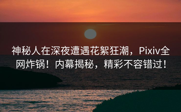 神秘人在深夜遭遇花絮狂潮，Pixiv全网炸锅！内幕揭秘，精彩不容错过！